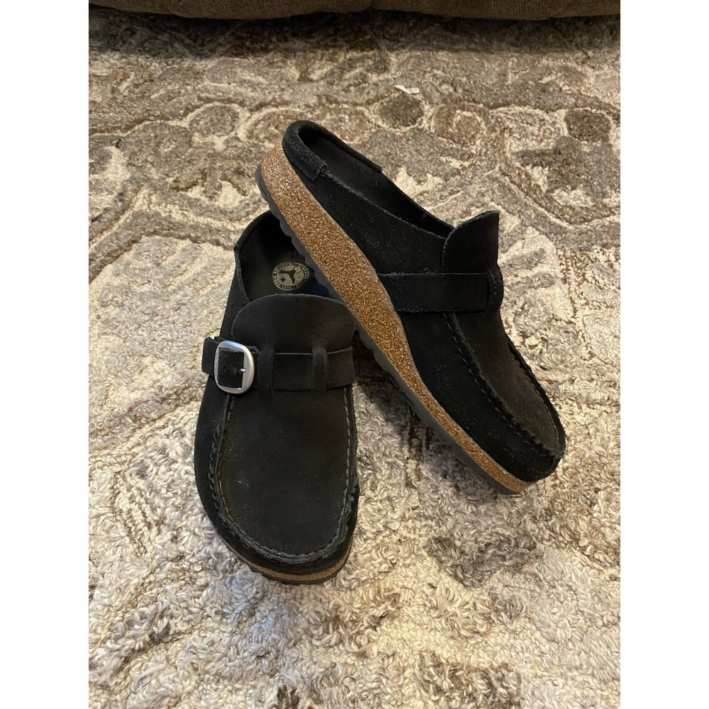 Birkenstock Buckley Womens 7 Shoes Slip On Clog Black Leather 37 Mule Comfort
